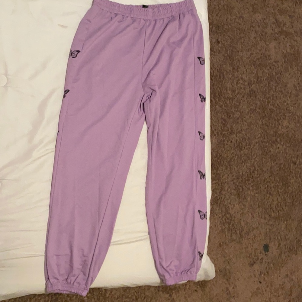 purple butterfly joggers